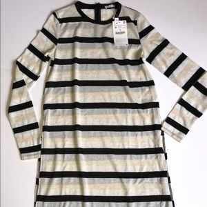 Zara striped long sleeve tunic with side split
